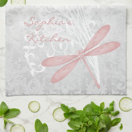 Rosa Dragonfly Personalisiert Küchentücher (Gefaltet)