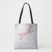 Rosa Dragonfly Personalisiert Totasche Tasche (Vorderseite)