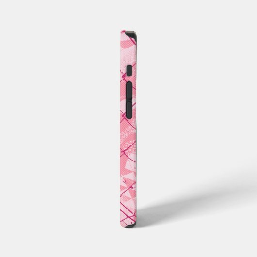 Rosa Drahtnetzhintergrund/bearbeitbare Fotos/Name iPhone Hülle (Linke Seite)