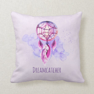 Rosa Dreamcatcher auf dem Lila Spritzer Kissen