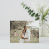 Rosa Drehbuch Frühling Blumenzelt Foto rett Datum Ankündigungspostkarte (Stehend Vorderseite)