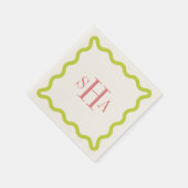 Rosa dreibuchstabiges Monogramm mit Zitronen Welle Serviette (Ecke)