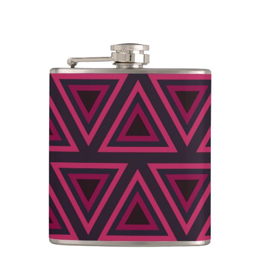 rosa Dreiecke Muster Flachmann (Vorderseite)