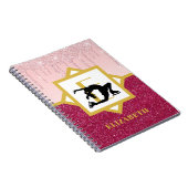 Rosa Drilling Glitzer Abbildung Skater Ice Dancer Notizblock (Rechte Seite)