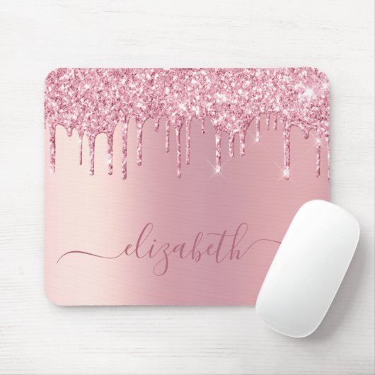 Rosa Drilling Glitzer Personalisiert Mousepad (Mit Mouse)