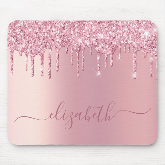 Rosa Drilling Glitzer Personalisiert Mousepad (Vorne)