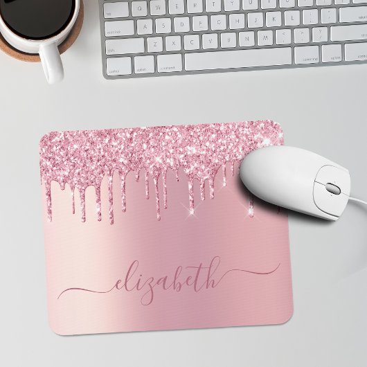 Rosa Drilling Glitzer Personalisiert Mousepad