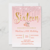 Rosa Drilling-Glitzer | Süß 16 Einladung (Vorderseite)