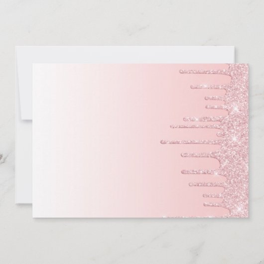 Rosa Drilling-Glitzer | Süß 16 Einladung (Rückseite)