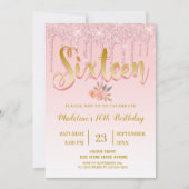Rosa Drilling-Glitzer | Süß 16 Einladung (Vorderseite)