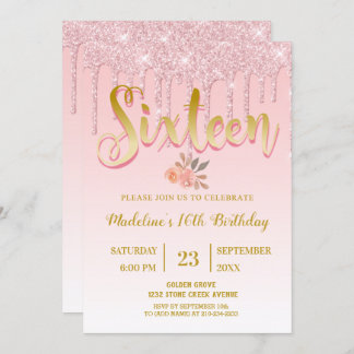 Rosa Drilling-Glitzer | Süß 16 Einladung