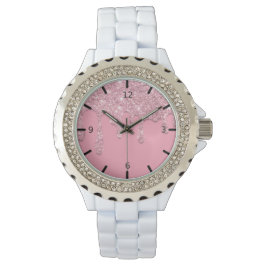 Rosa Drilling Glitzer Watch Armbanduhr