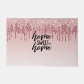 Rosa Drilling-Glitzer | Zuhause Sweet Zuhause Fußmatte (Vorderseite)