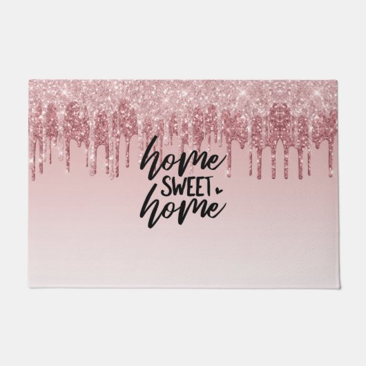 Rosa Drilling-Glitzer | Zuhause Sweet Zuhause Fußmatte (Vorderseite)