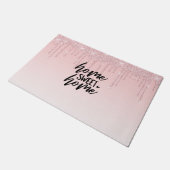 Rosa Drilling-Glitzer | Zuhause Sweet Zuhause Fußmatte (Schrägansicht)