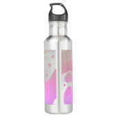 Rosa Drilling-Glitzern Mit Monogramm Name Edelstahlflasche (Rückseite)