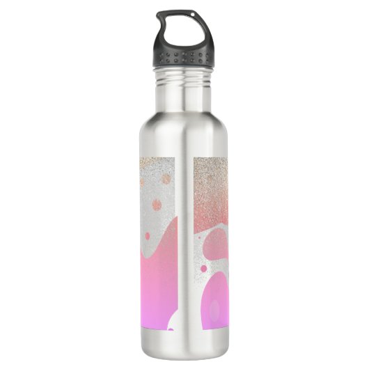 Rosa Drilling-Glitzern Mit Monogramm Name Edelstahlflasche (Rückseite)