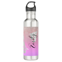 Rosa Drilling-Glitzern Mit Monogramm Name Edelstahlflasche