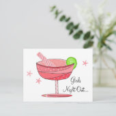 Rosa Drink Girls Nacht out Postkarte (Stehend Vorderseite)