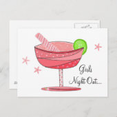 Rosa Drink Girls Nacht out Postkarte (Vorne/Hinten)