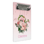 Rosa Driving Glitzer Blush Pink Bläschen Blumenstr Mini Klemmbrett (Schrägansicht)