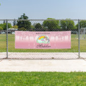 Rosa Driving Glitzer Unicorn Banner (Insitu)