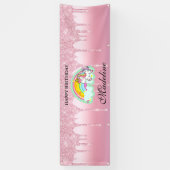 Rosa Driving Glitzer Unicorn Banner (Vertikal)