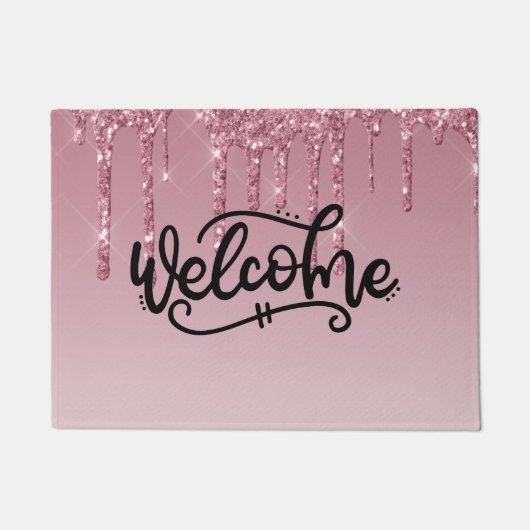Rosa Driving Glitzer Willkommen Fußmatte (Vorderseite)