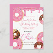Rosa Drizzle macht 16 . Geburtstag zum Geburtstag Einladung (Vorne/Hinten)