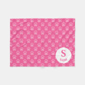 rosa Druckmuster mit Monogramm und Name Fleecedecke (Vorderseite (Horizontal))