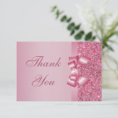Rosa druckte Paillette-Bogen u. danken Diamant Dankeskarte (Stehend Vorderseite)