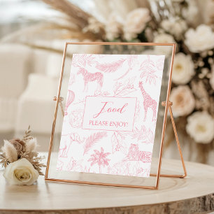 Rosa Dschungel-Safari-Baby-Shower-Essensschild Poster