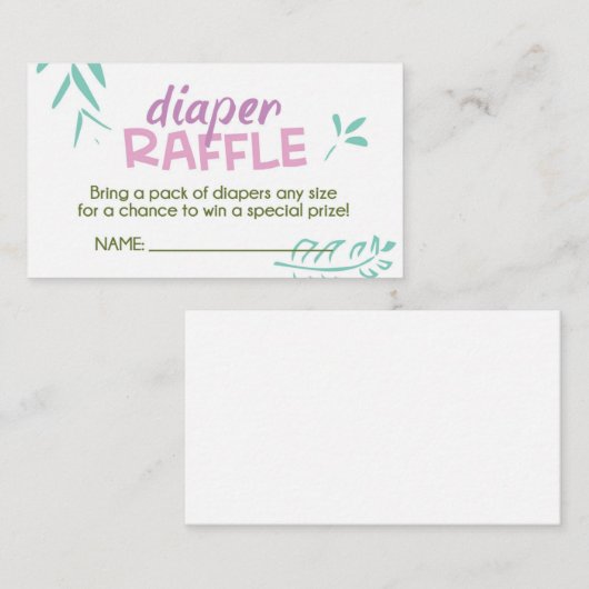 Rosa Dschungelwölkchen-Raffelschein Begleitkarte (Vorne/Hinten)