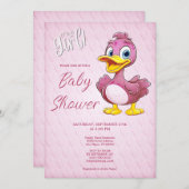 Rosa Duck Baby Shower Einladung (Vorne/Hinten)