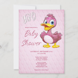 Rosa Duck Baby Shower Einladung