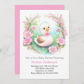 Rosa Duck Enchanted Watercolor Girl Babydusche Einladung (Vorne/Hinten)