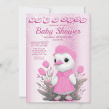 Rosa Duck Girl Babydusche Einladung