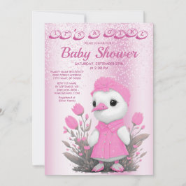 Rosa Duck Girl Babydusche Einladung