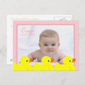 Rosa Ducky Gummirahmen Ankündigungspostkarte (Vorne/Hinten)