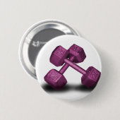 Rosa Dumbbells-Waren Button (Vorne & Hinten)