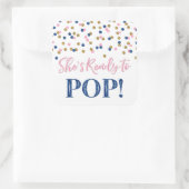 Rosa dunkelblaue Goldpunkte Sie ist bereit zum Pop Quadratischer Aufkleber (Tasche)