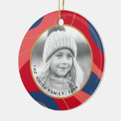 Rosa dunkelblaue Retro-Weihnachtslieder Foto Keramik Ornament (Links)