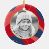 Rosa dunkelblaue Retro-Weihnachtslieder Foto Keramik Ornament (Hinten)