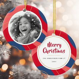 Rosa dunkelblaues Retro Weihnachtsgebäck Foto Keramik Ornament