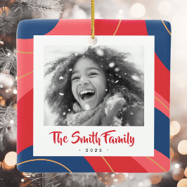 Rosa dunkelblaues Retro Weihnachtsgebäck Foto Keramikornament