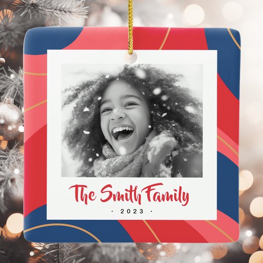 Rosa dunkelblaues Retro Weihnachtsgebäck Foto Keramikornament