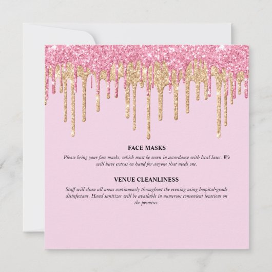 Rosa Dunkelgoldene Schleiergläser Einladung (Rückseite)