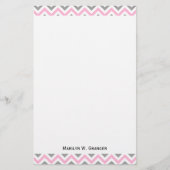 Rosa, dunkelgrau, großes Zickzack ZigZag-Muster Briefpapier (Vorderseite)