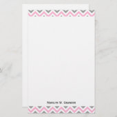 Rosa, dunkelgrau, großes Zickzack ZigZag-Muster Briefpapier (Vorne/Hinten)