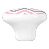 Rosa, dunkelgrau, großes Zickzack ZigZag-Muster Keramikknauf (Seitenansicht)